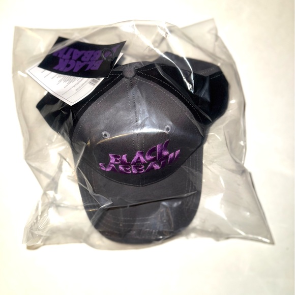NWT Black Sabbath Baseball Cap: Charcoal & Black w Purple Embroidered Wavy Logo - Picture 3 of 4